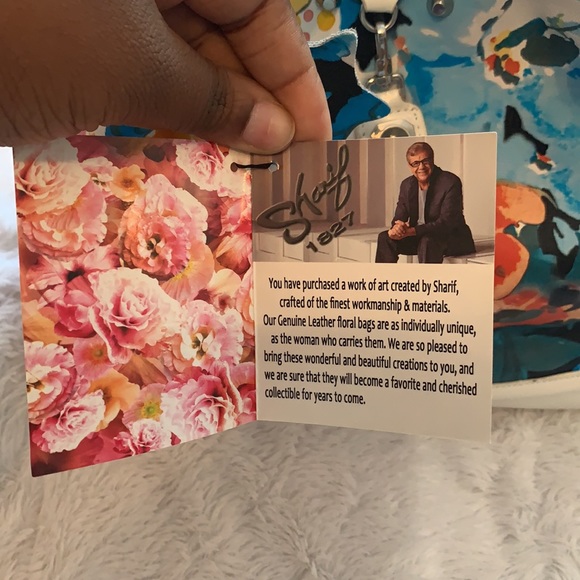 Sharif Genuine Leather Floral Handbag NWT - Picture 5 of 13